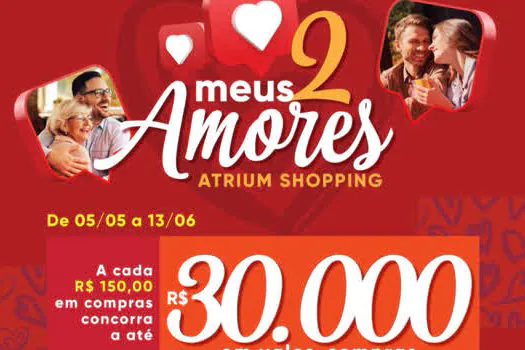 Dia dos Namorados no Atrium Shopping presenteia clientes com vales-compras