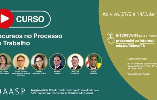 AASP promove curso na área de Direito do Trabalho