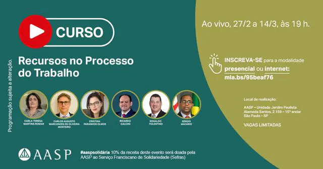 AASP promove curso na área de Direito do Trabalho