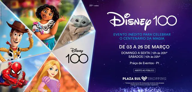 Disney 100 anos: Plaza Sul Shopping recebe evento para comemorar o centenário da marca