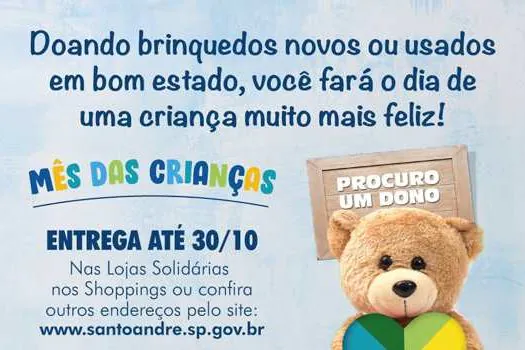 Shopping ABC recebe doações de brinquedos no Mês das Crianças