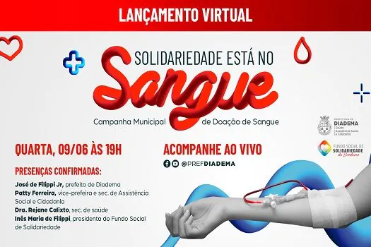 “Solidariedade está no Sangue”: campanha de doação começa dia 9