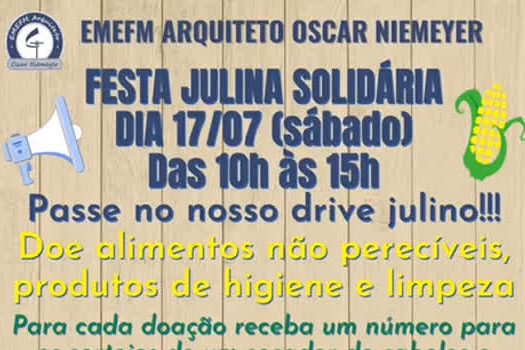 Escola municipal de São Caetano faz Festa Julina Solidária com arrecadação de alimentos