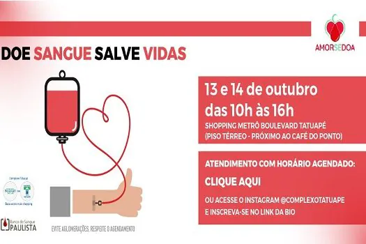 Complexo Tatuapé promove sétima edição da campanha Salve Vidas, Doe Sangue