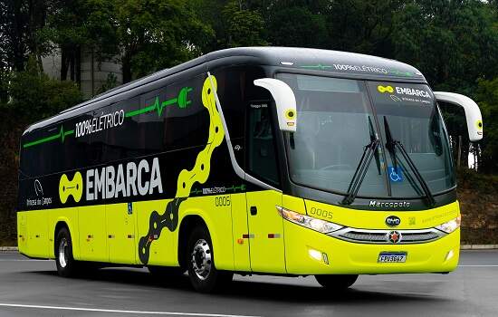 Ônibus elétrico BYD D9F com carroceria Marcopolo Viaggio 1050 da Expresso Princesa dos Campo