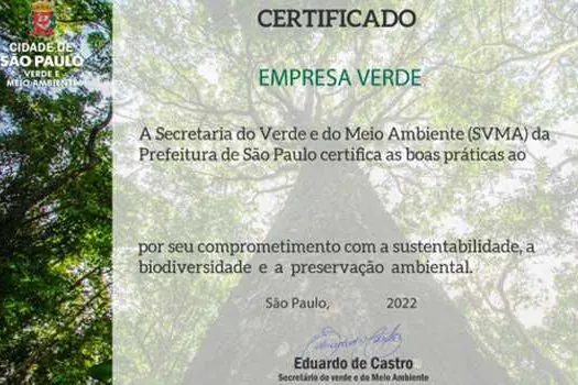 União Química recebe certificado de Empresa Verde da cidade de São Paulo