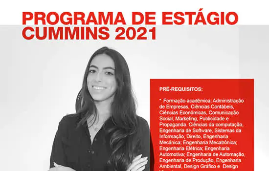 Cummins Brasil abre dois Programas de Estágios