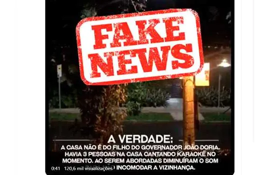 Doria desmente festa na casa do filho “Inacreditável, mais uma Fake News”