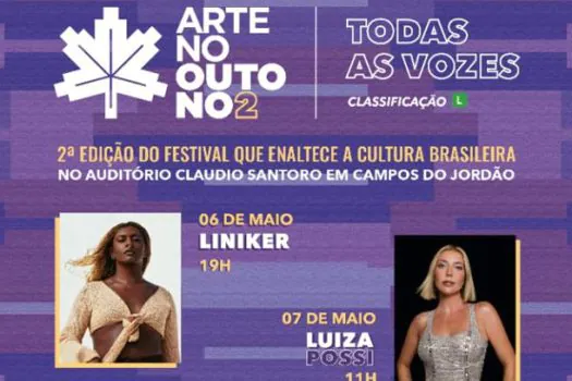 2º Festival Arte no Outono terá shows com Liniker e Luiza Possi, nesse final de semana