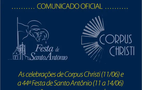 Ribeirão Pires suspende festividades do Corpus Christi e Santo Antônio