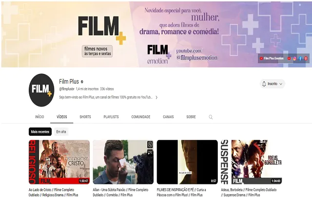 Família Film+: O melhor conteúdo gratuito do YouTube