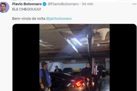 Flávio publica vídeo com funk pornográfico e imagens da chegada do pai