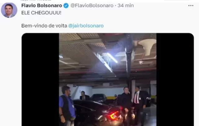 Flávio publica vídeo com funk pornográfico e imagens da chegada do pai