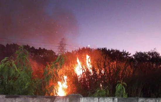 Incêndio atinge Terreno ao lado do Viaduto Tortorelo