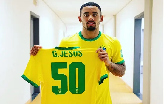 Gabriel Jesus comemora marca de 50 partidas com a seleção: “Me sinto honrado”