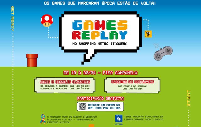 Nostalgia dos games antigos vai tomar conta do Shopping Metrô Itaquera