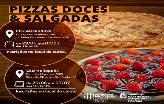 Prefeitura de SP abre 20 vagas em curso gratuito de pizzas doces e salgadas