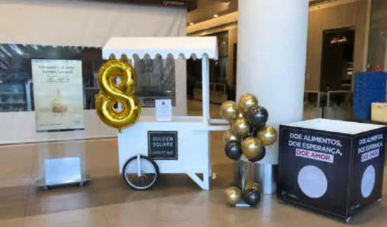 Golden Square Shopping comemora 8 anos com doação de meia tonelada de alimentos