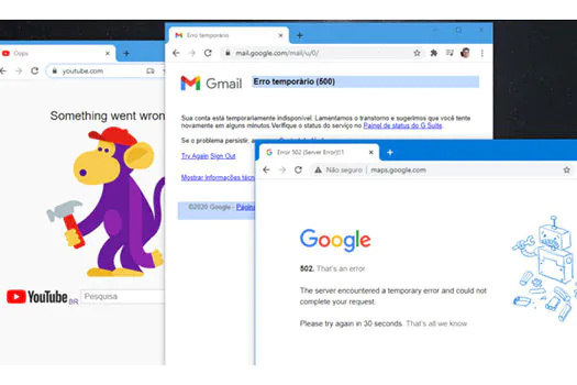 Gmail, YouTube e outros serviços do Google estão fora do ar nesta segunda