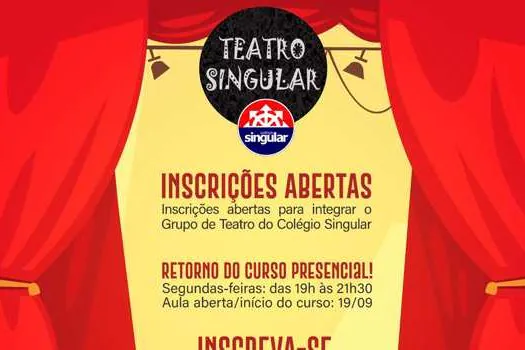 Grupo de teatro Singular abre inscrições para novas turmas