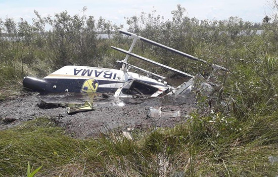 Helicóptero do Ibama cai no Pantanal e piloto morre no acidente