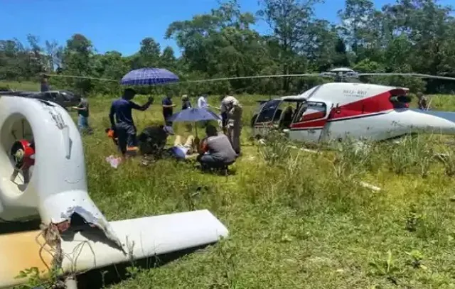 Helicóptero com turistas cai e deixa cinco feridos no Rio de Janeiro