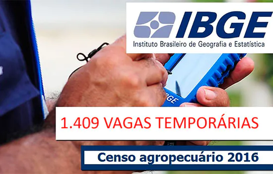 IBGE vai contratar 1.409 profissionais para Censo Agropecuário