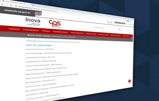 Centro Paula Souza divulga lista de aprovados para Vitrine Inova CPS