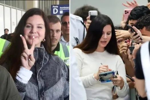 Lana Del Rey chega ao Brasil e fãs a recebem no aeroporto do Rio de Janeiro