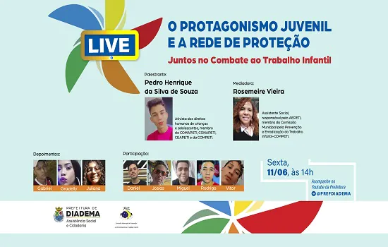 Prefeitura de Diadema faz live sobre protagonismo juvenil nesta sexta