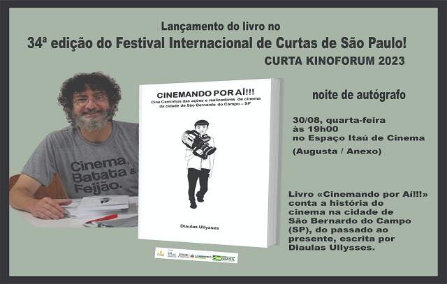 Lançamento do livro Cinemando por aí!!! de Diaulas Ullysses acontece no dia 30/08