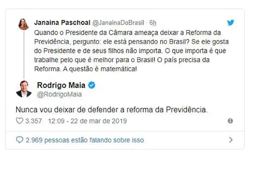 Maia diz em rede social que nunca deixará de defender a reforma da Previdência