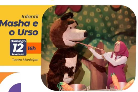 Teatro Municipal de Mauá apresenta a peça infantil ‘Masha e o Urso’