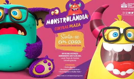 Gratuito: Central Plaza Shopping recebe o parque de diversões “Monstrolândia”