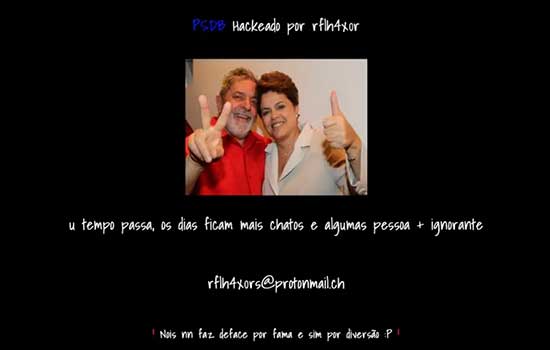 Site do PSDB é hackeado e exibe foto de Dilma e Lula