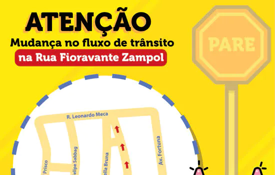 Trânsito de Ribeirão Pires muda sentido da Rua Fioravante Zampol