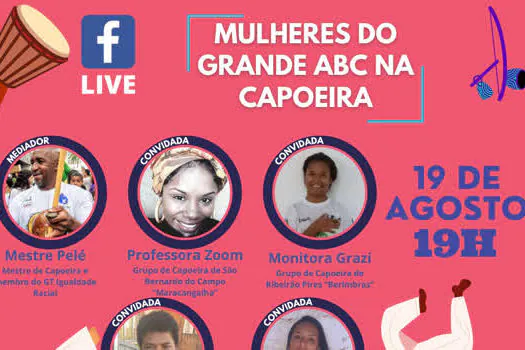 Participação da mulher na capoeira é tema de live do Consórcio ABC