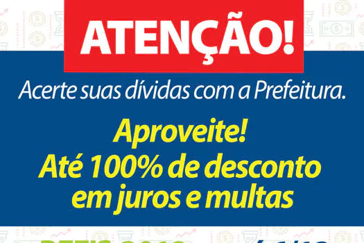 Ribeirão Pires tem até 100% de desconto em multa e juros no Refis 2019