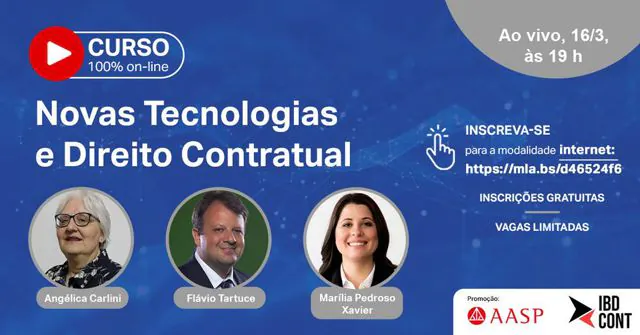 AASP e IBDCONT realizam webinar gratuito sobre novas tecnologias e o Direito Contratual