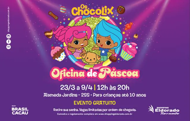 Shopping Eldorado promove oficina de Páscoa inspirada no desenho “Os Chocolix”