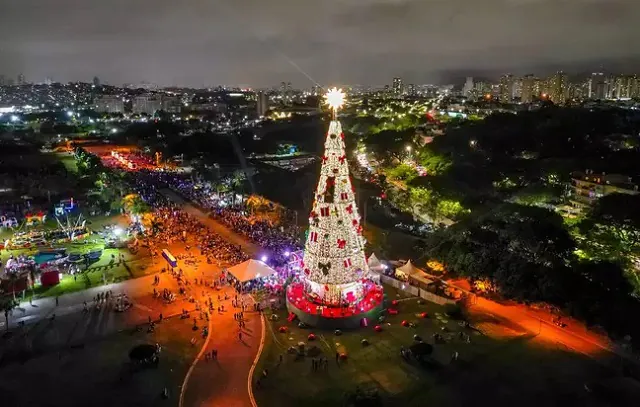 Árvore de Natal de 52 metros é inaugurada no Parque Villa-Lobos