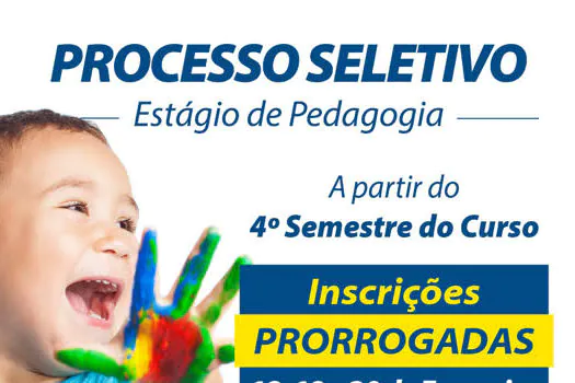 Inscrições prorrogadas para processo seletivo de estagiários em pedagogia