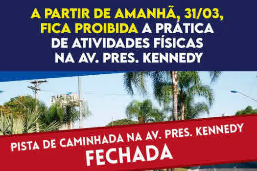 Avenida Presidente Kennedy e Praça dos Imigrantes fechadas para atividades físicas