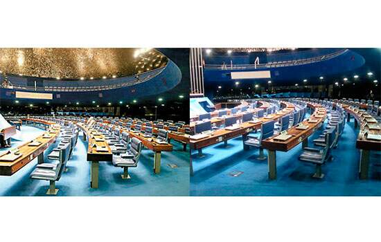 Plenário da Câmara e Plenário do Senado: vazios