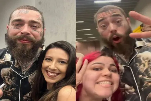 Post Malone tira fotos com fãs em Curitiba antes de se apresentar no The Town