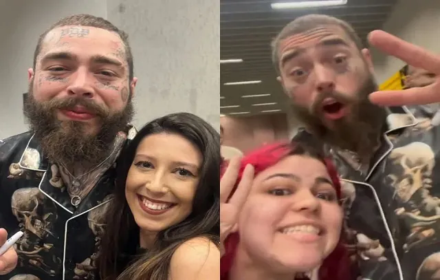 Post Malone tira fotos com fãs em Curitiba antes de se apresentar no The Town