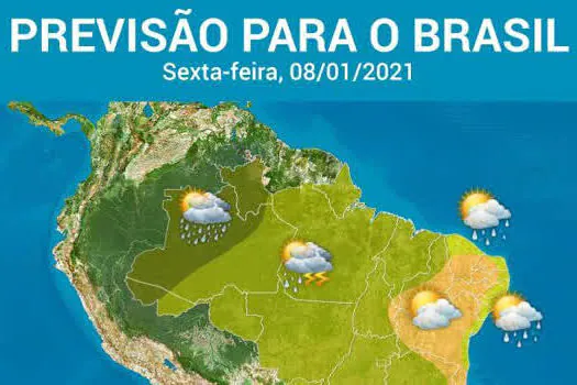 Fortes pancadas de chuva em quase todo o país nesta sexta