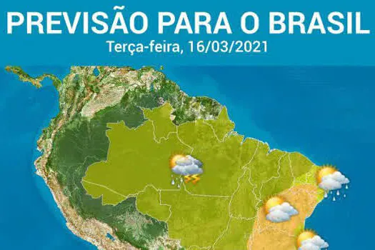 Pancadas de chuva e raios por quase todo o Brasil