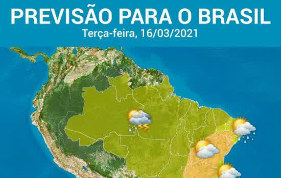 Pancadas de chuva e raios por quase todo o Brasil