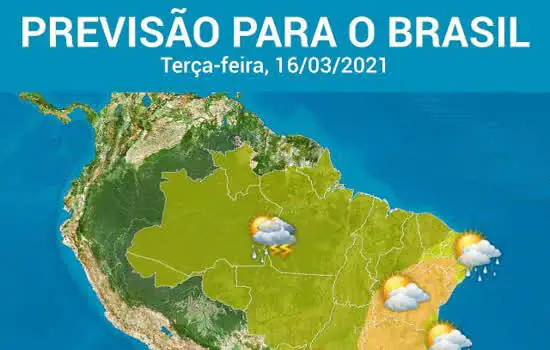 Pancadas de chuva e raios por quase todo o Brasil